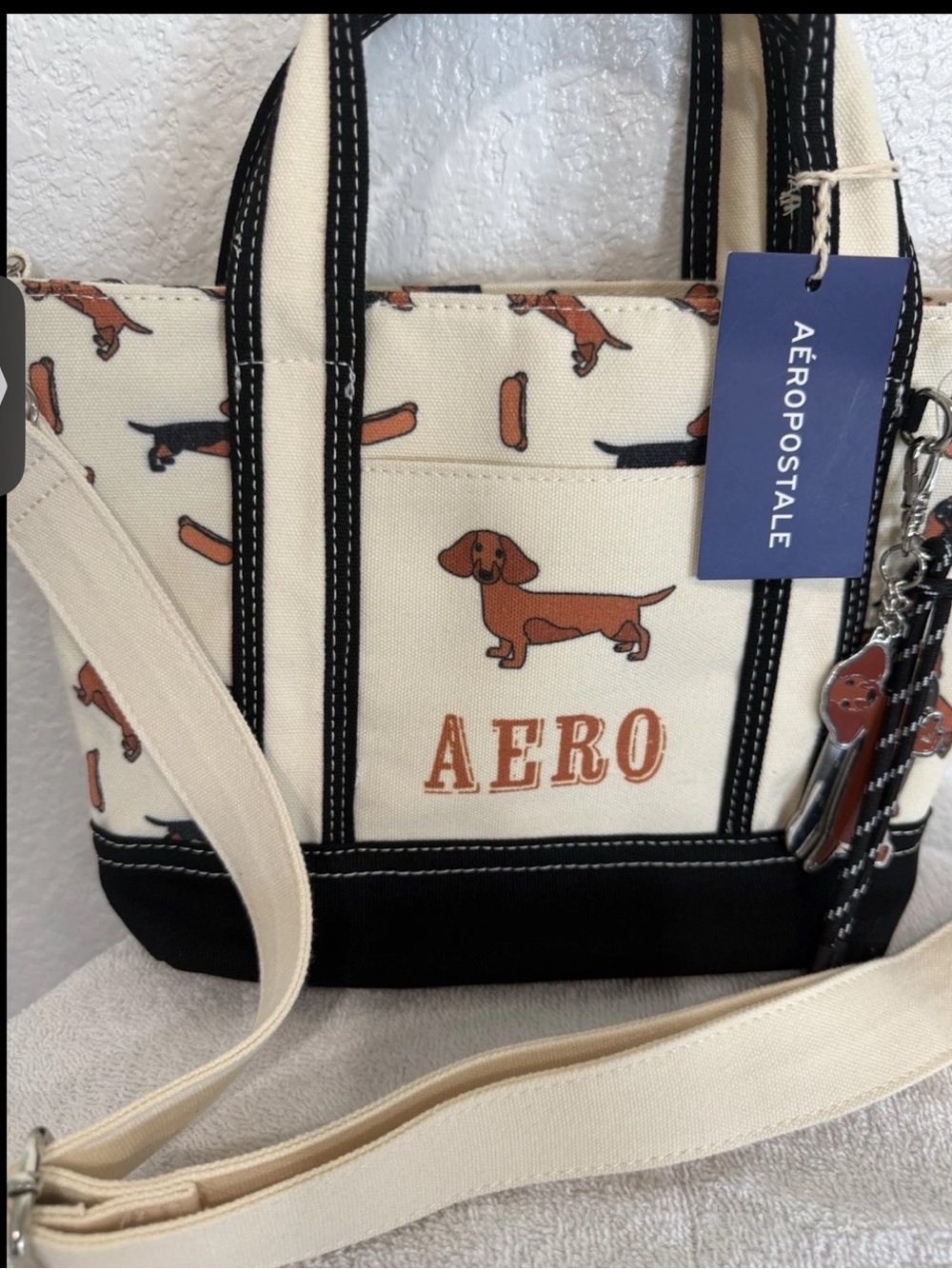 Aeropostale Aero Dachshund Weiner weenie Dog Handbag Purse